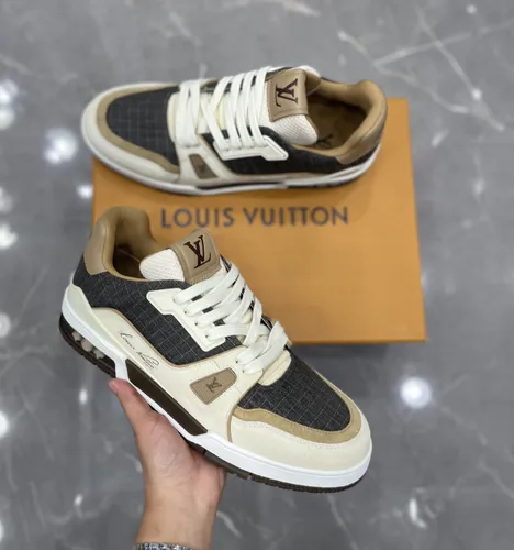 Tênis Trainer Branco e Bege Damier