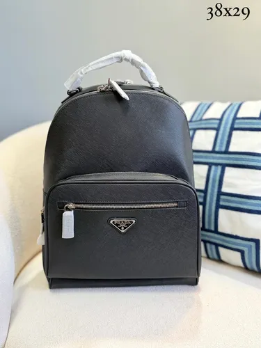 Mochila Couro Preta Prada