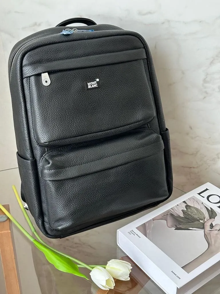 Mochila Couro Preta Zip