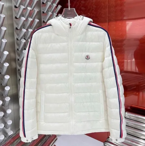 Jaqueta Puffer Branca Faixa Tricolor