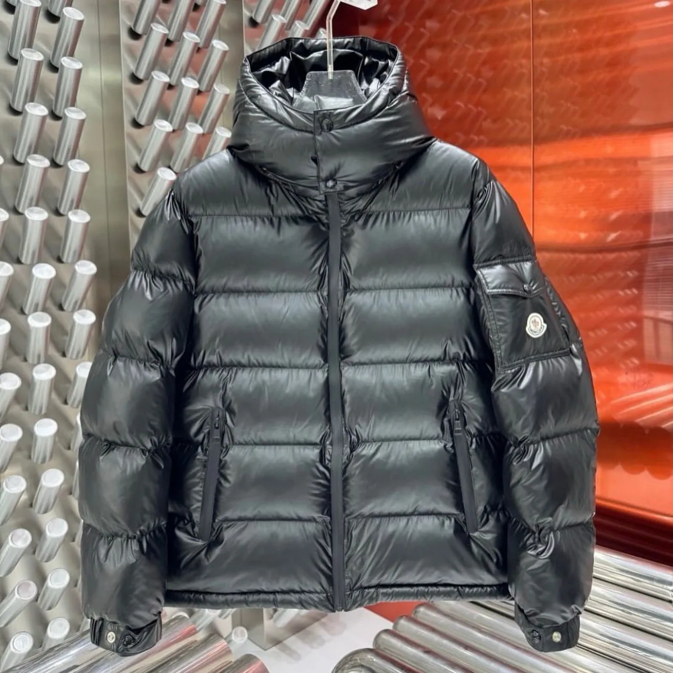 Jaqueta Puffer Cinza Brilhante